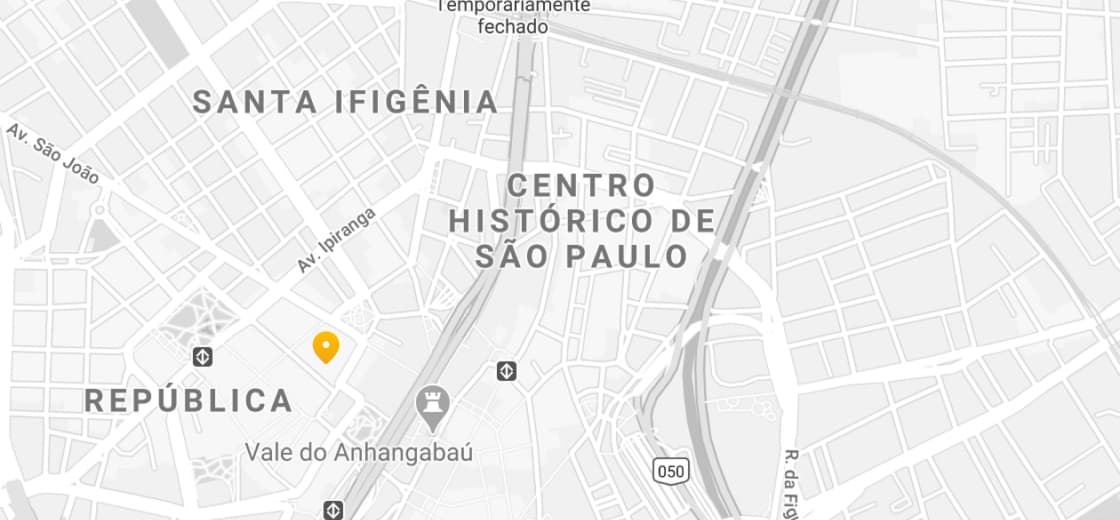 Mapa de localização da loja em São Paulo na Rua Ali Perto, 25, Pinheiros